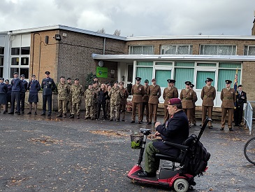 Photo of the Innsworth Air Training Corps & Army Cadet Force, HQ ARRC (British Royal Engineers) & Mr Auker-Howlett (on Scooter)