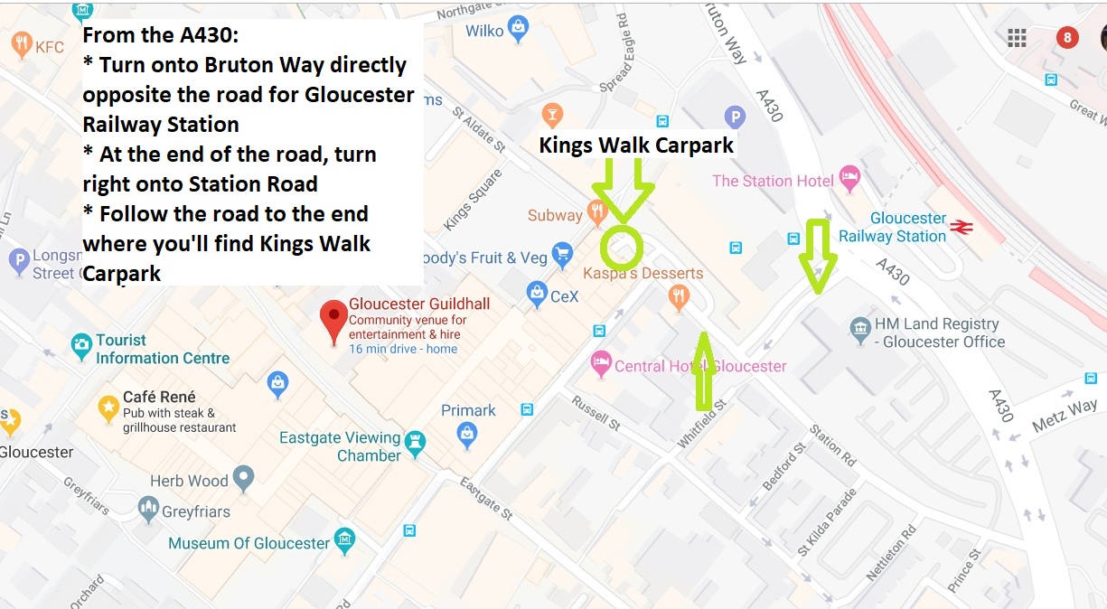 Image showing best car park entrance to use if driving to the Guildhall event