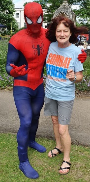 Picture of Spiderman and GCN Member, Janet Murden