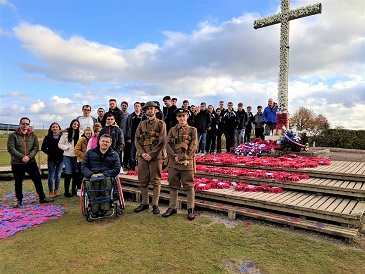 Gloucestershire College Students with Lead Teacher, Richard Coughlin and Lead Networker, Christopher Auker-Howlett at the Lochnagar Memorial