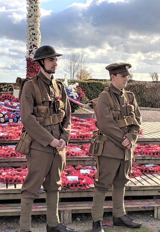 Two Gloucestershire College Students dressed in WW1 Uniforms