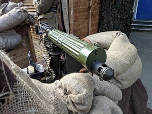 Photo of a Vicker's Machine Gun in the GLOS100 Trench