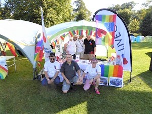 Photo of Royal British Legion volunteers at the RBL stall for Gloucester Pride 2019